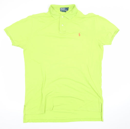 Ralph Lauren Men's Green Cotton Short Sleeve Polo Shirt L