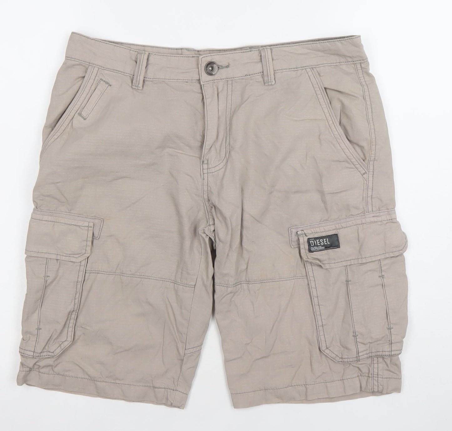 Diesel Men's Beige Cargo Shorts Size 32 Cotton Casual Workwear