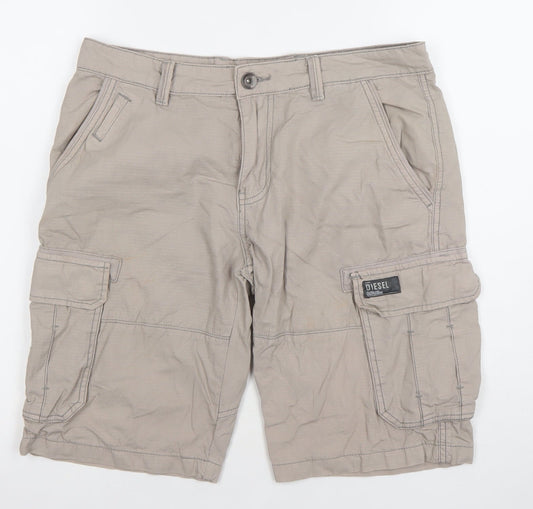 Diesel Men's Beige Cargo Shorts Size 32 Cotton Casual Workwear