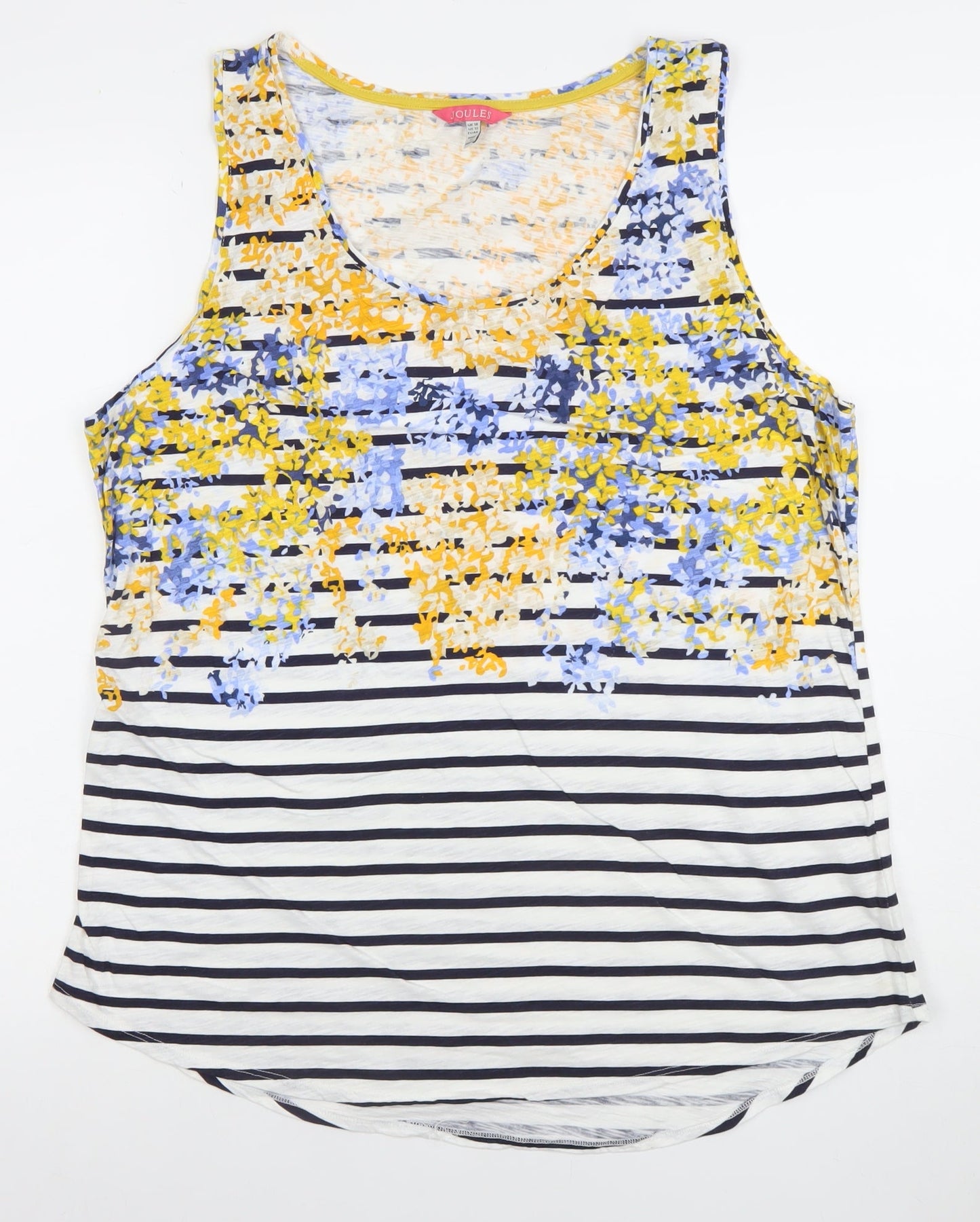 Joules Women's Multicoloured Floral Stripe Cotton Tank Top Size 16