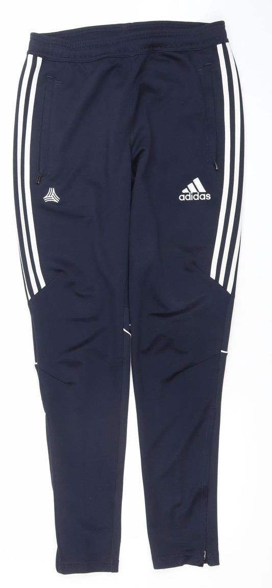 Adidas Men Blue Climalite Track Pants L Slim Fit Tapered Activewear