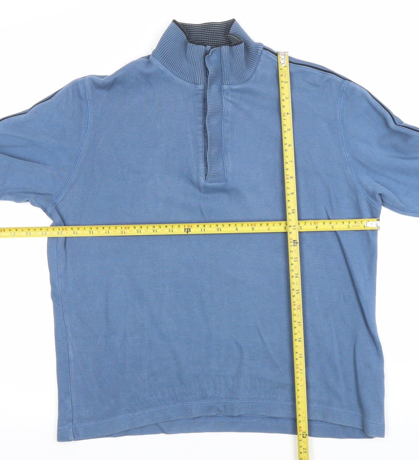 Hugo Boss Men's Blue Regular Fit Long Sleeve 1/4 Zip Polo Shirt M