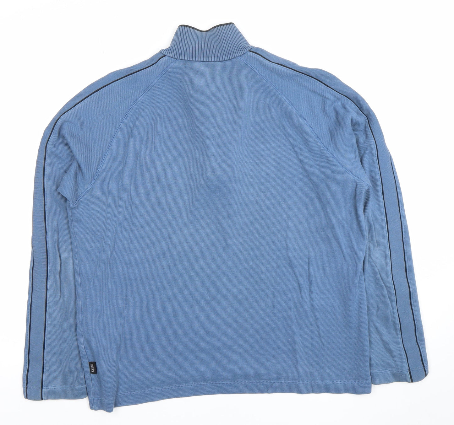 Hugo Boss Men's Blue Regular Fit Long Sleeve 1/4 Zip Polo Shirt M