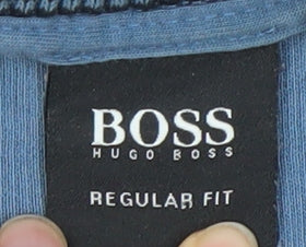 Hugo Boss Men's Blue Regular Fit Long Sleeve 1/4 Zip Polo Shirt M