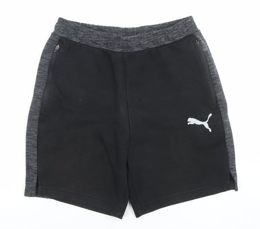 Puma Men's Black Athletic Gym Shorts S Regular Fit Elastic Waist