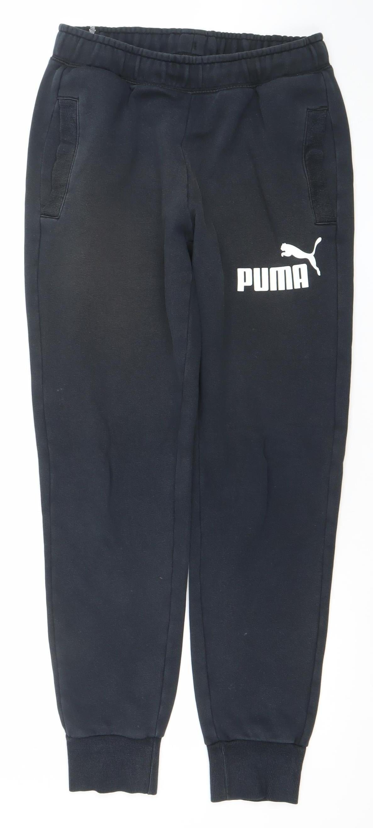 Puma Men's Black Jogger Sweatpants Size S Regular Fit Tapered Fleece