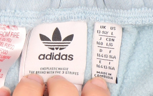 Adidas Boys Blue 13-14 Years Athletic Shorts Cotton Blend