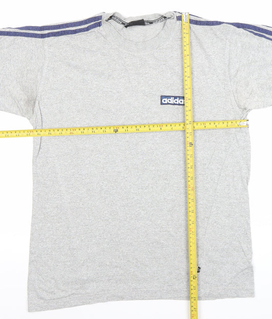 Vintage Adidas Men's Grey Short Sleeve Sports T-Shirt Size L