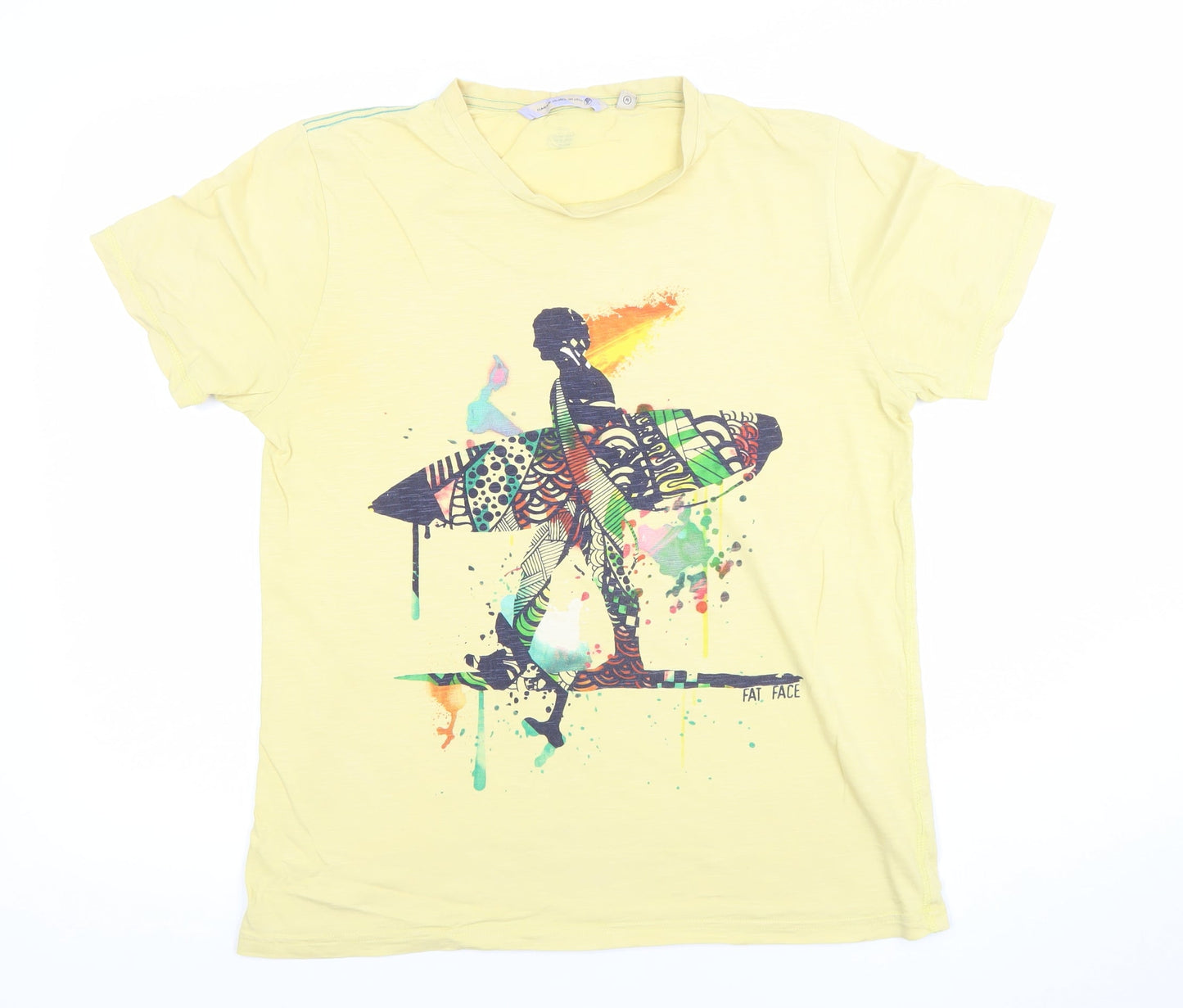 Fat Face Men's Yellow Graphic Surf T-Shirt Size M