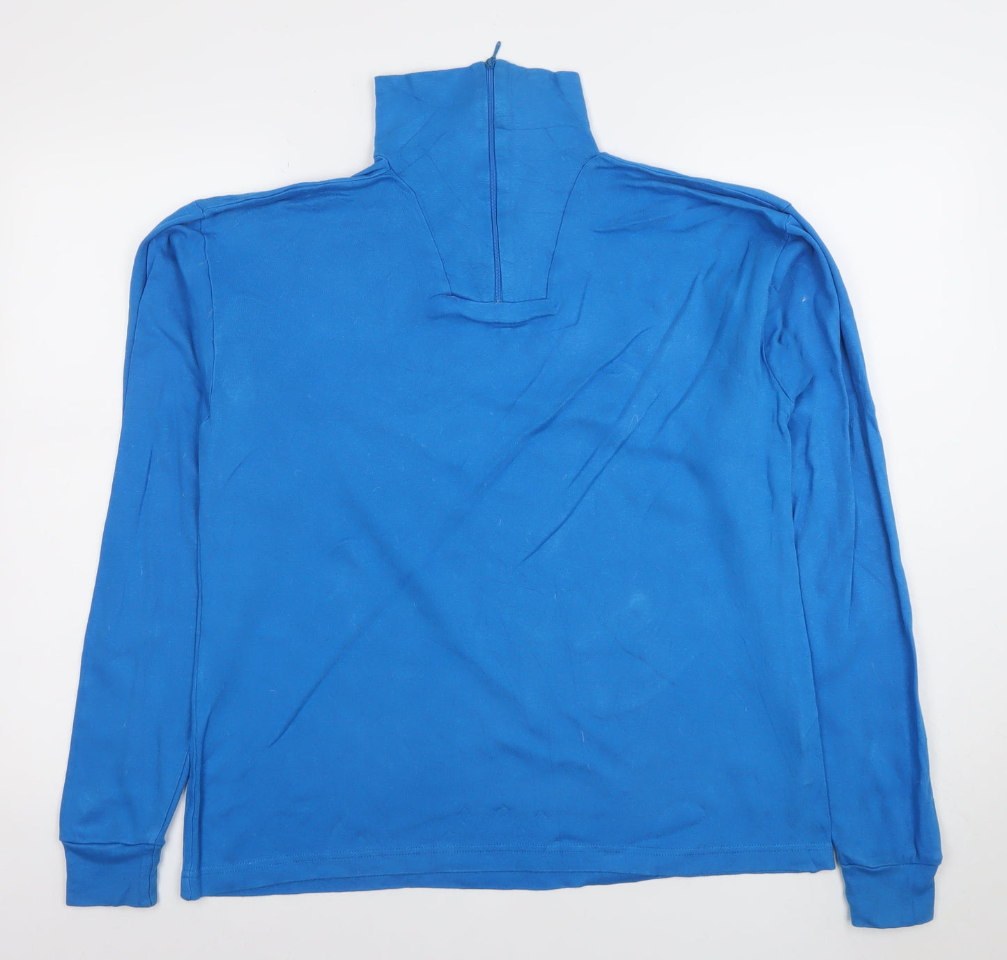 Trespass Men's Blue High Neck Full Zip Cotton Sweatshirt Size L