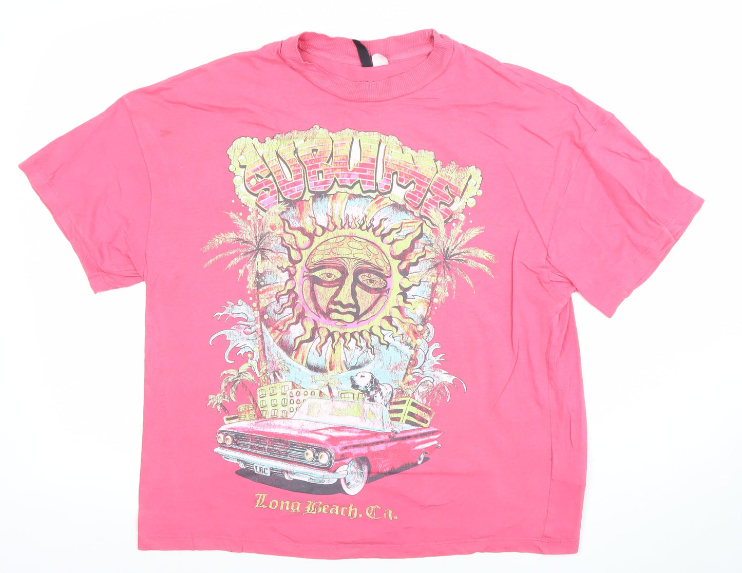 H&M Divided Men's Pink Graphic Short Sleeve Crew Neck T-Shirt XS