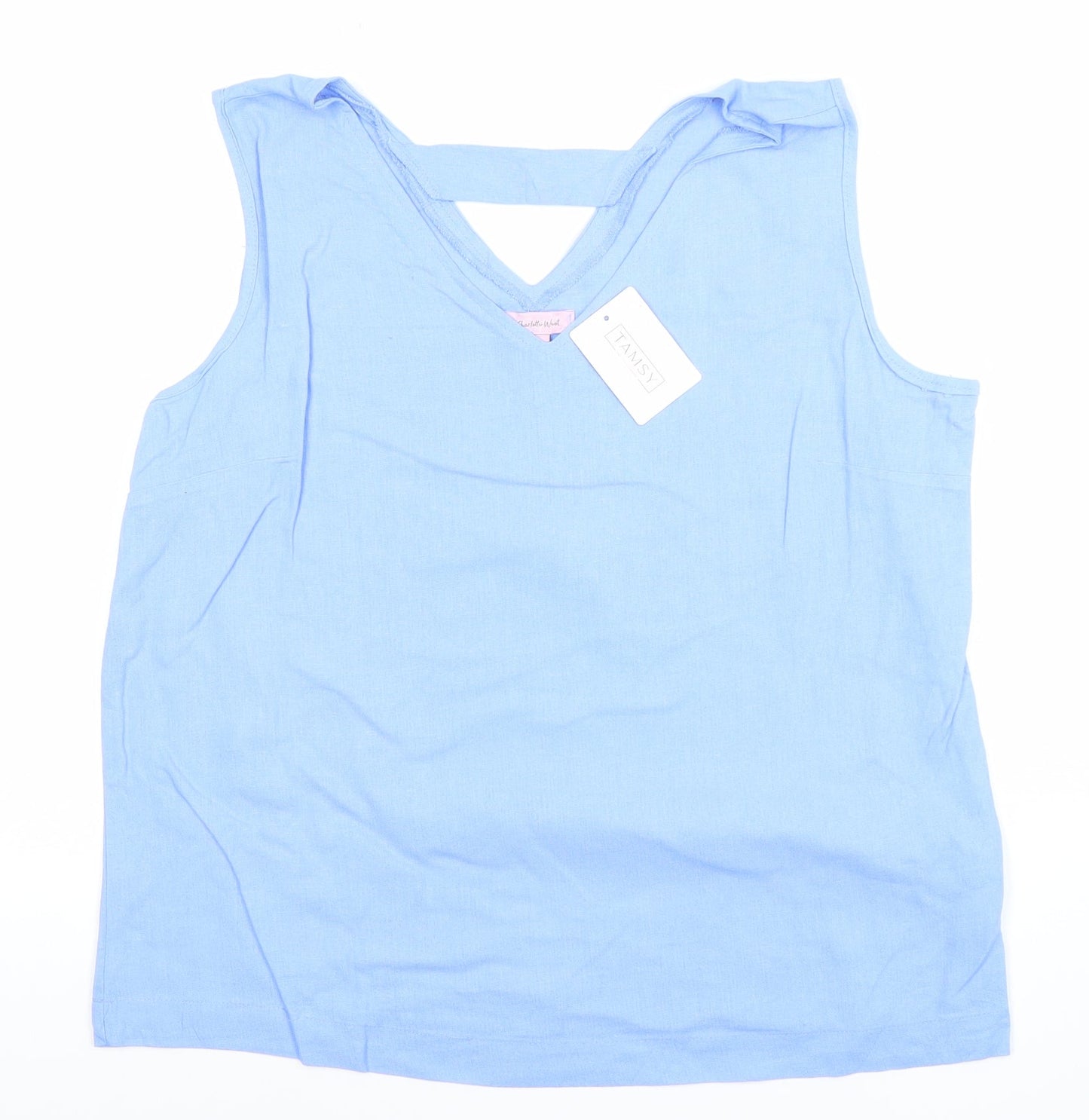 Charlottie West Women's Blue Linen Viscose Sleeveless Tank Top Size 12