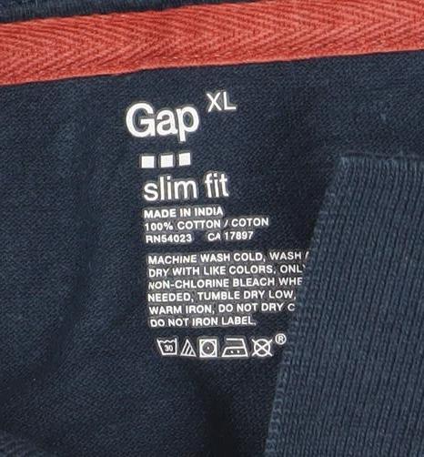 GAP Men's Blue Slim Fit Cotton Polo Shirt XL