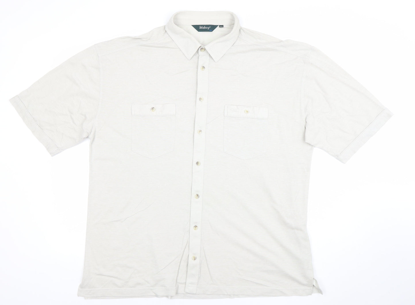 Wolsey Men's White 2XL Short Sleeve Cotton Blend Button-Up Shirt