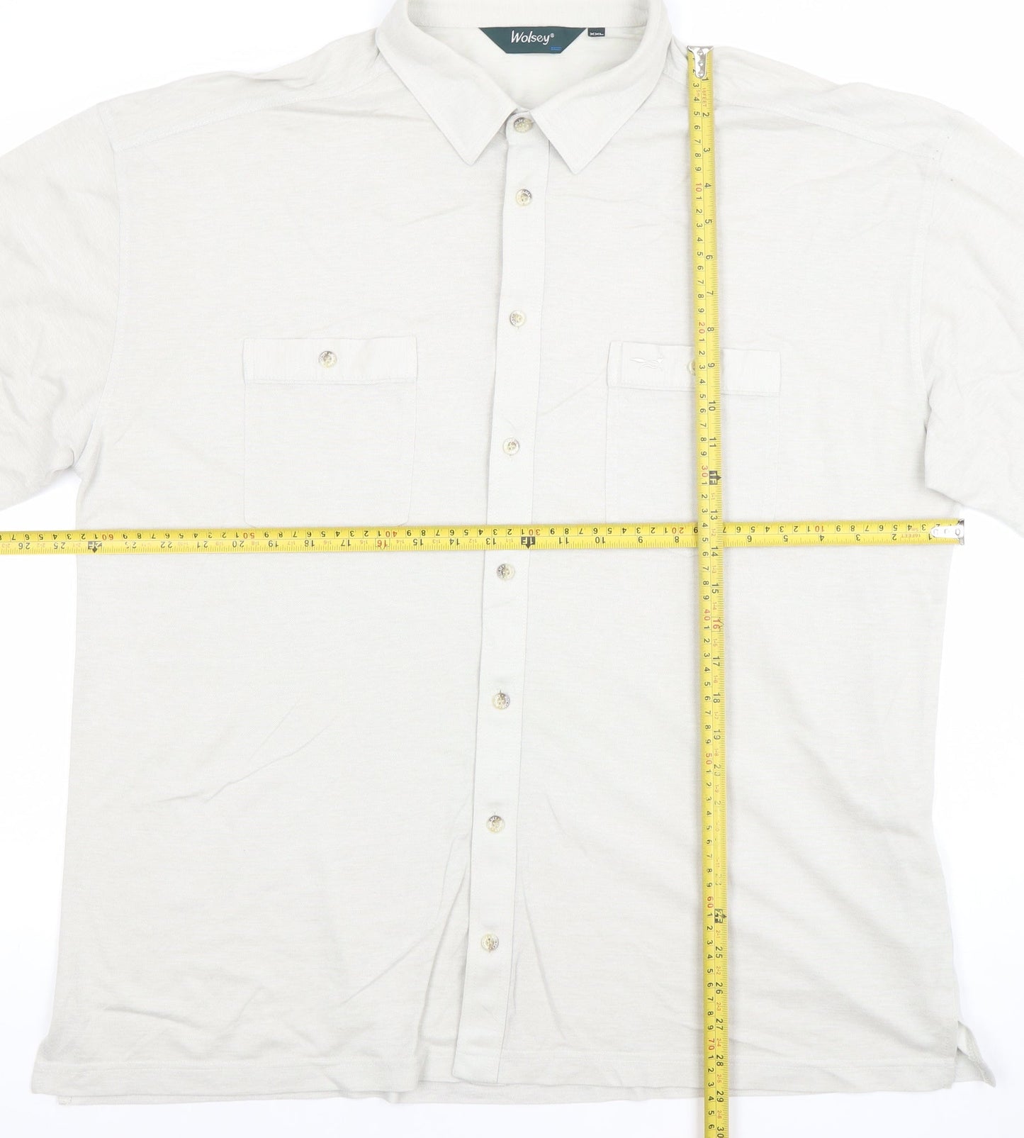 Wolsey Men's White 2XL Short Sleeve Cotton Blend Button-Up Shirt