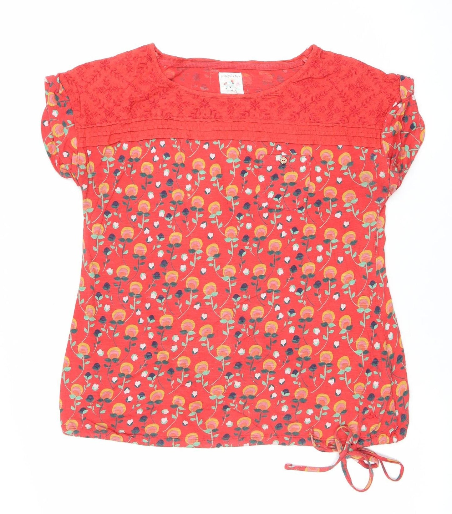 Monsoon Womens Red Floral Sleeveless Tunic Blouse Size 12
