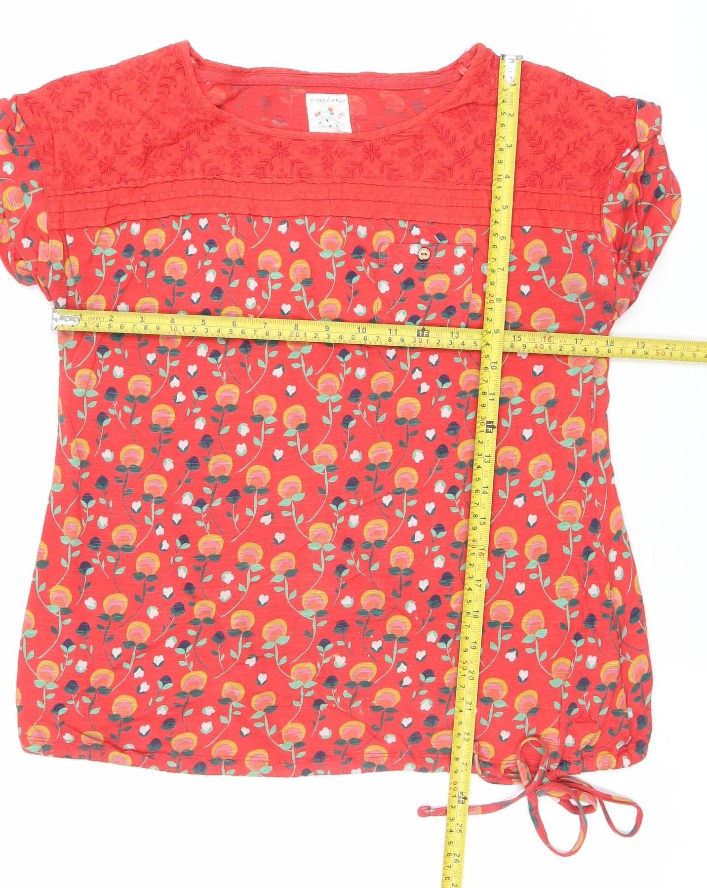 Monsoon Womens Red Floral Sleeveless Tunic Blouse Size 12