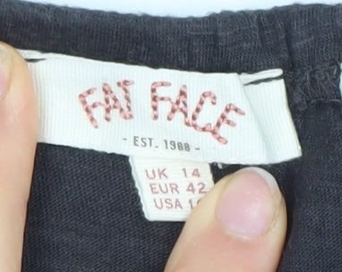 Fat Face Women’s Black Floral Off Shoulder Ruffle Tunic Blouse Size 14