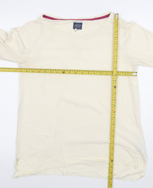 Joules Womens Ivory 3/4 Sleeve Cotton Crew Neck Top Size 10