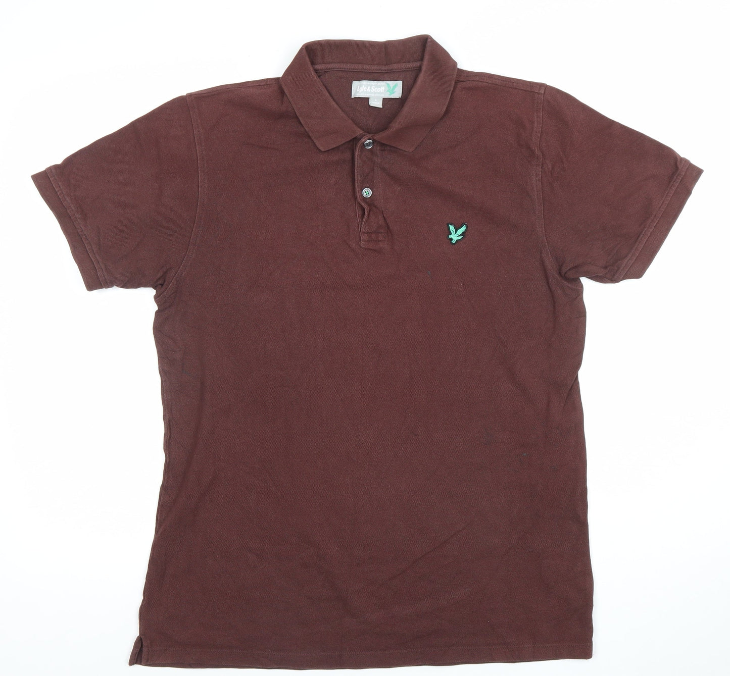 Lyle & Scott Men’s Brown Cotton Polo Shirt L Regular Fit Classic