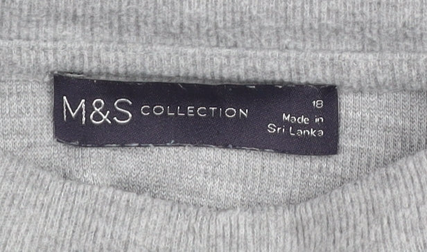 Marks and Spencer Women’s Grey Knit Shift Dress Size 18 Long Sleeve Casual