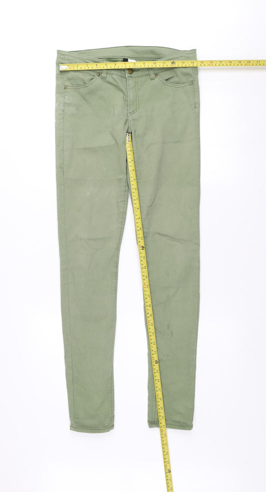 H&M Divided Womens Green Skinny Stretch Jeans Size 10