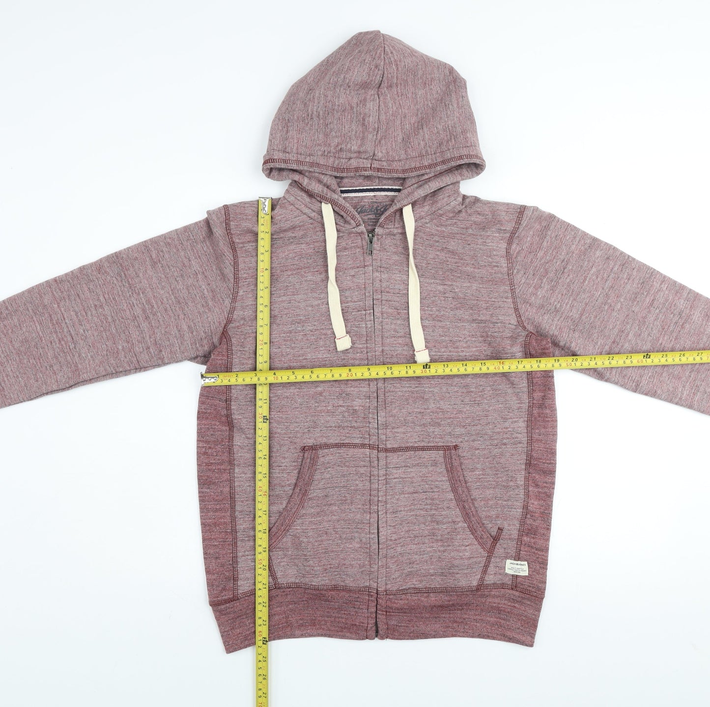 Jack & Jones Men's Red Zip Hoodie Jacket Size S Cotton Blend