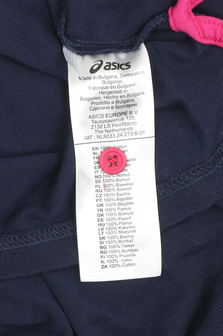 Asics Men's Blue & Pink Colourblock Rugby Shirt Size S Long Sleeve