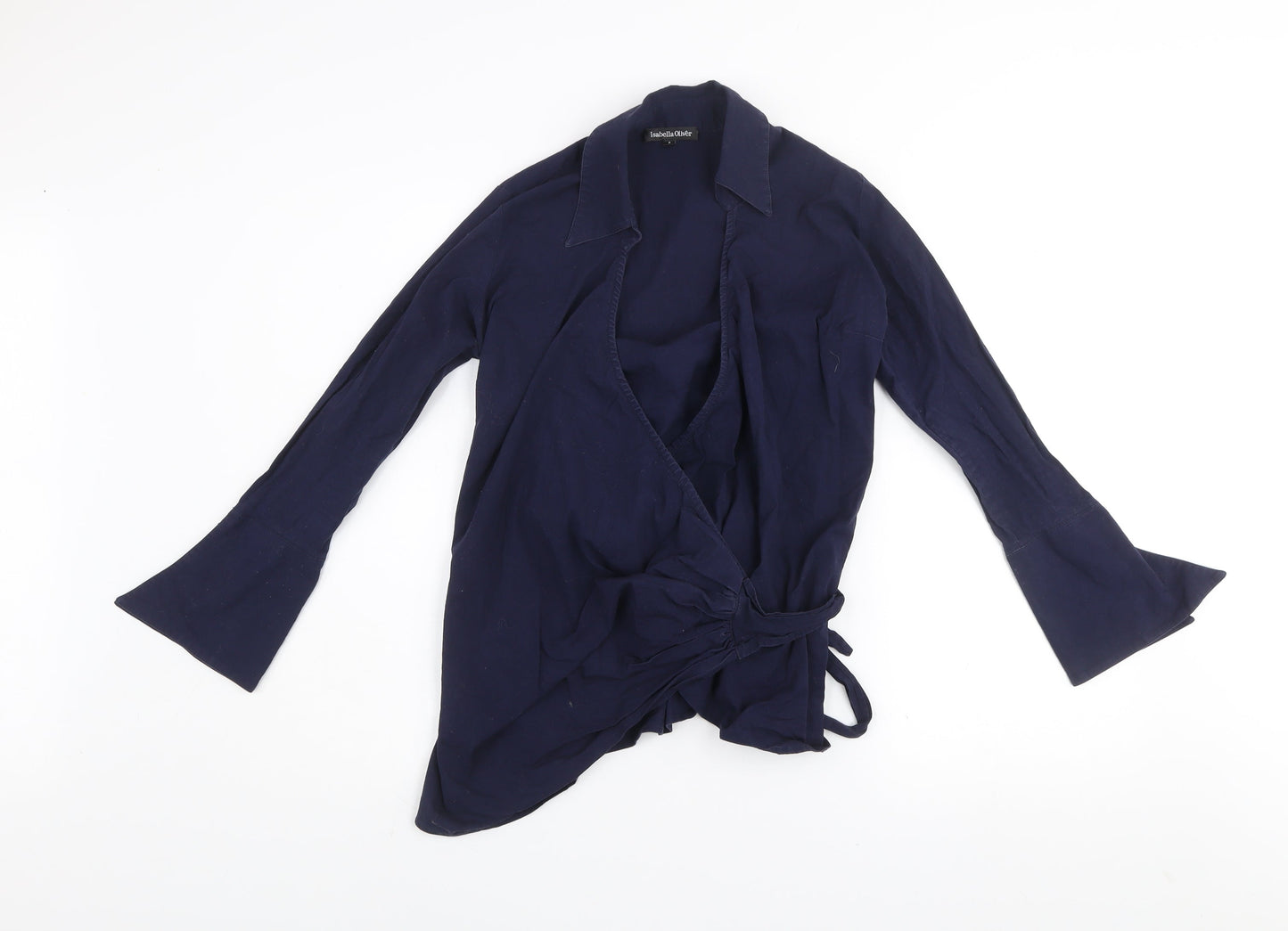 Isabella Oliver Women's Blue Wrap Maternity Blouse Size 2 Long Sleeve