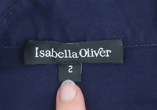 Isabella Oliver Women's Blue Wrap Maternity Blouse Size 2 Long Sleeve