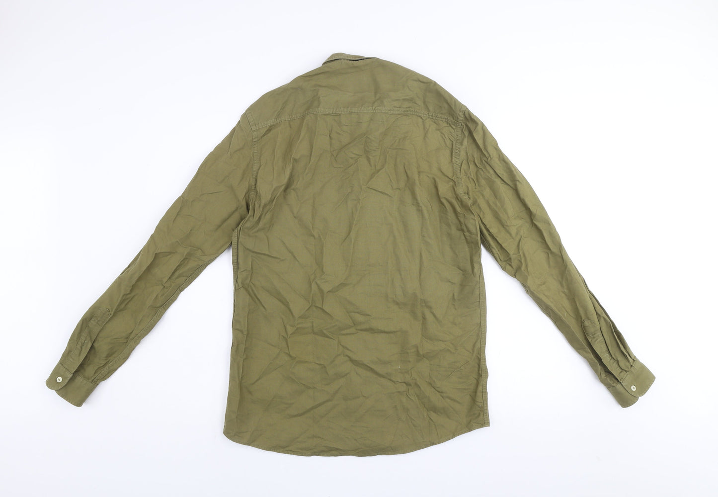 Zara Men’s Green Relaxed Fit Long Sleeve Button-Up Shirt Size S