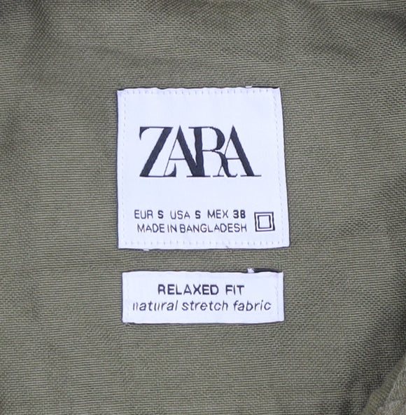 Zara Men’s Green Relaxed Fit Long Sleeve Button-Up Shirt Size S