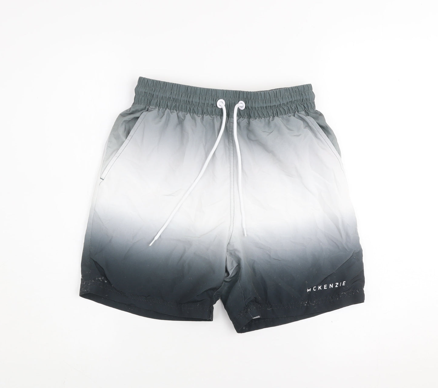 McKenzie Men’s Grey Ombré Swim Shorts XS Quick Dry Lined Elastic Waist