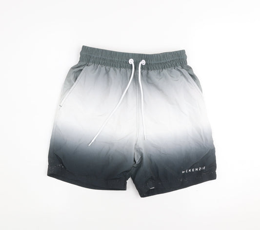 McKenzie Men’s Grey Ombré Swim Shorts XS Quick Dry Lined Elastic Waist