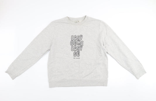 Ted Baker Women Grey Cotton Blend Pullover Sweatshirt Size 14