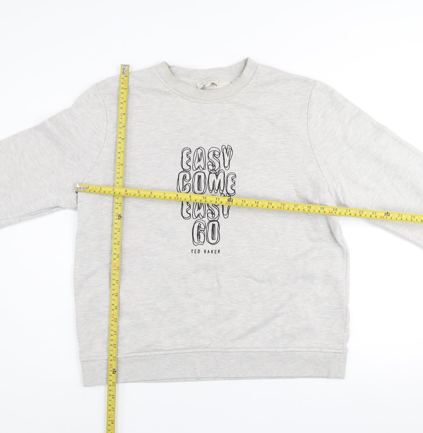 Ted Baker Women Grey Cotton Blend Pullover Sweatshirt Size 14