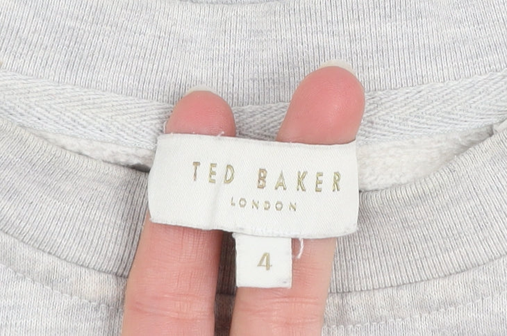 Ted Baker Women Grey Cotton Blend Pullover Sweatshirt Size 14