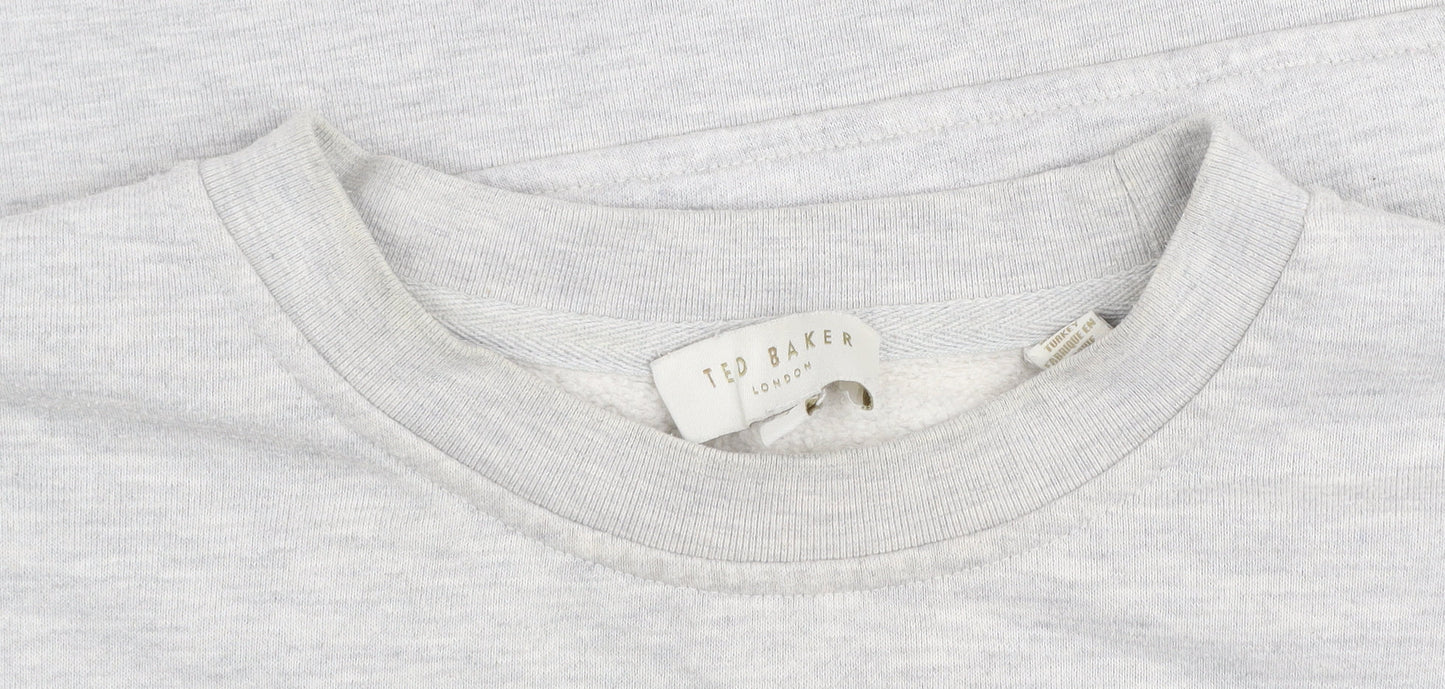 Ted Baker Women Grey Cotton Blend Pullover Sweatshirt Size 14