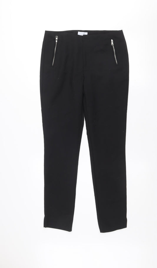 Savida Women’s Black Slim Fit Zip Detail Trousers UK 10
