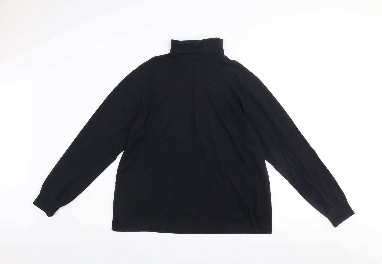 Lands' End Women's Black Cotton Roll Neck Jumper Size L 14-16