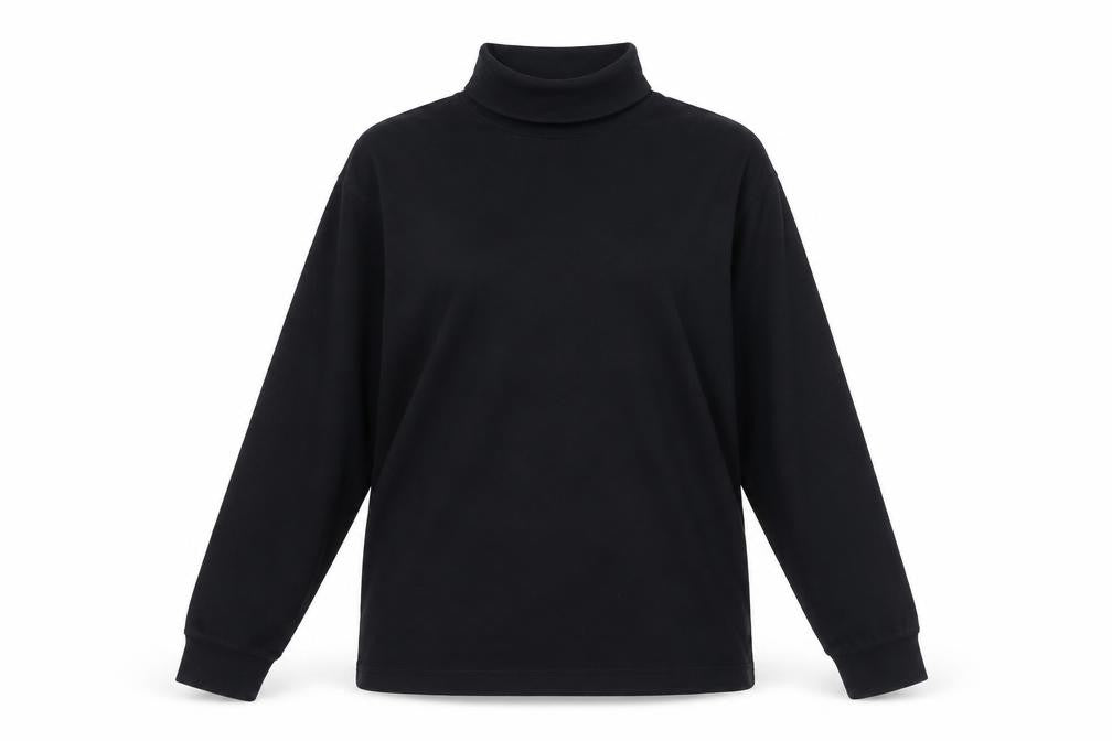 Womens UK L Regular Lands' End Black Pullover Tight-Knit