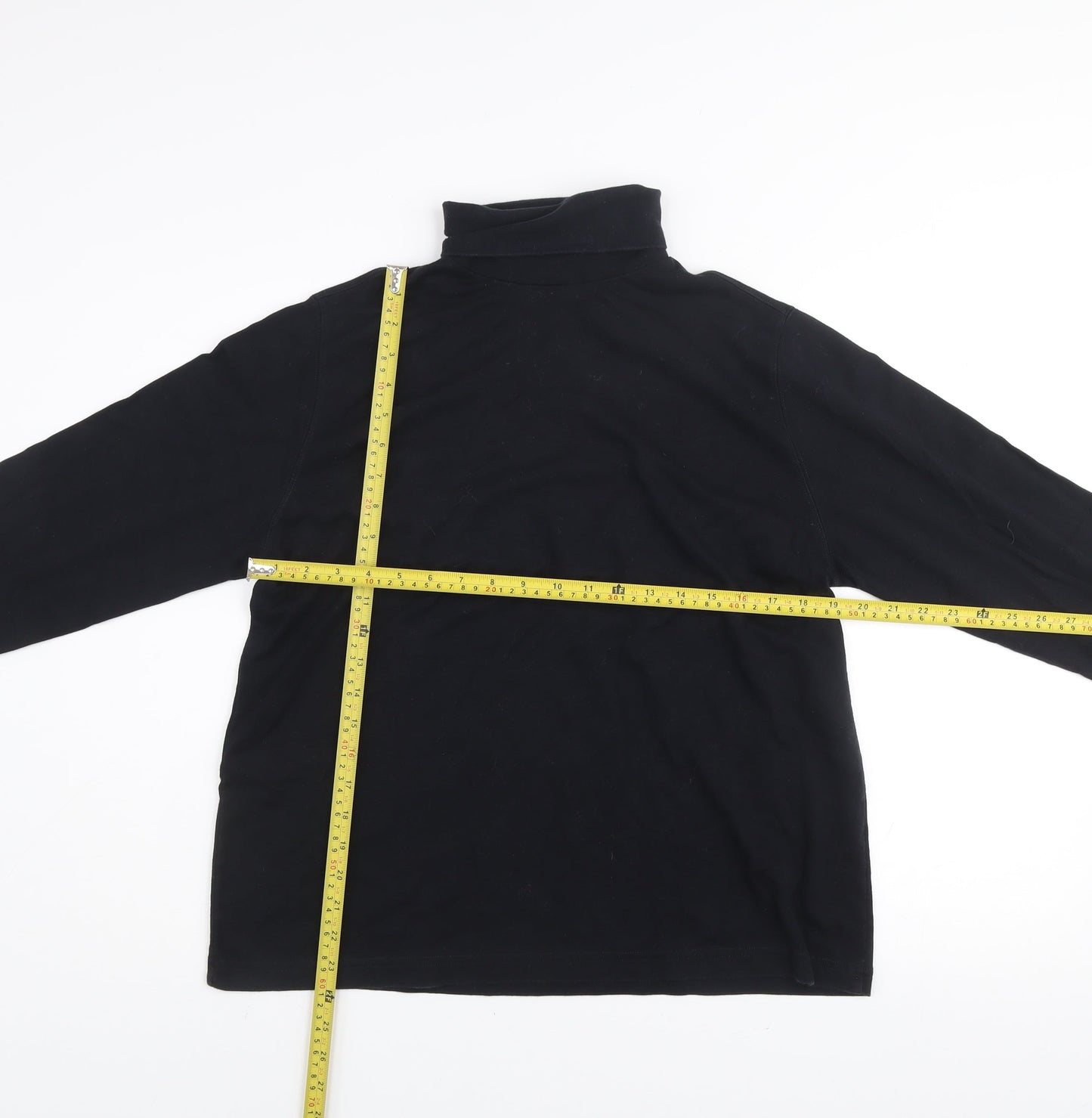 Lands' End Women's Black Cotton Roll Neck Jumper Size L 14-16