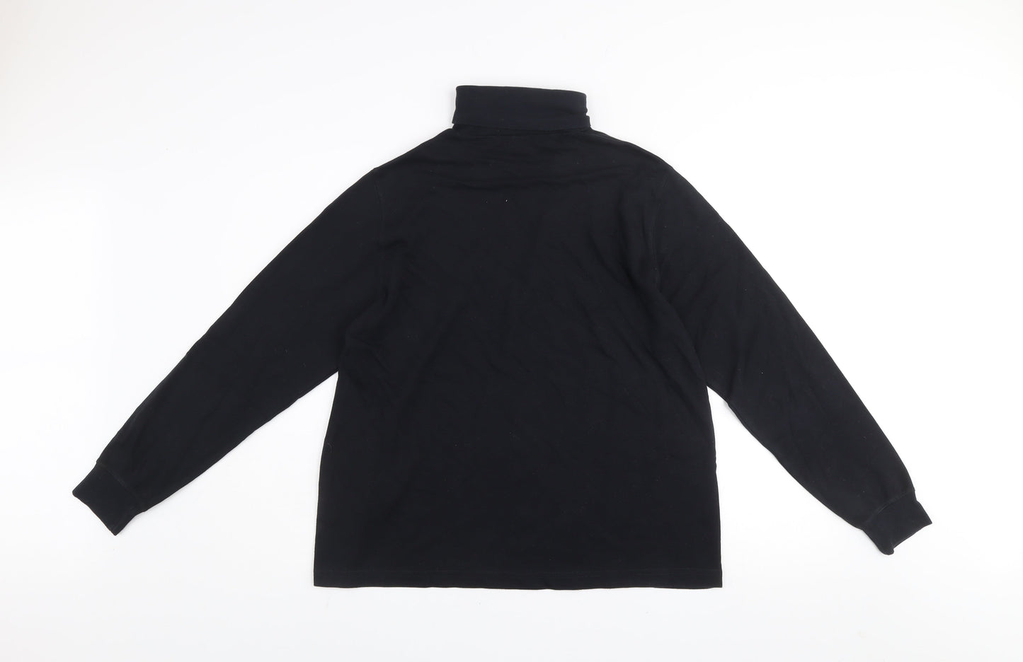 Lands' End Women's Black Cotton Roll Neck Jumper Size L 14-16