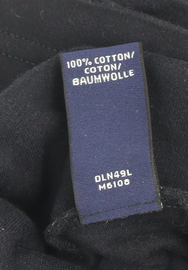 Lands' End Women's Black Cotton Roll Neck Jumper Size L 14-16