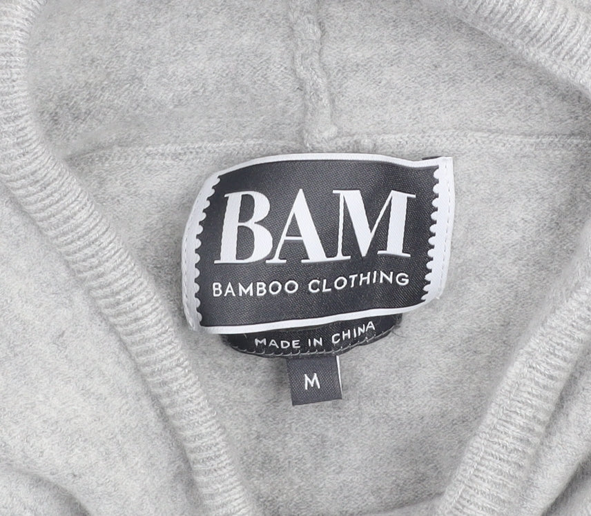 BAM Bamboo Clothing Womens Grey M Pullover Knit Jumper with Pockets