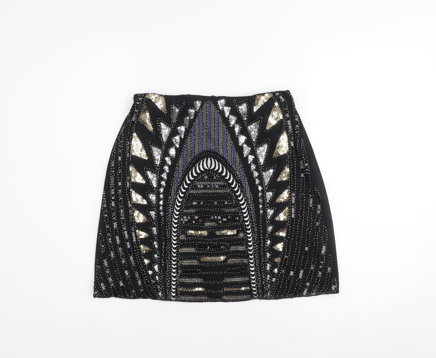 Tenki Women's Black Beaded Sequin Party Pencil Skirt Size M