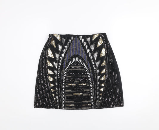 Tenki Women's Black Beaded Sequin Party Pencil Skirt Size M