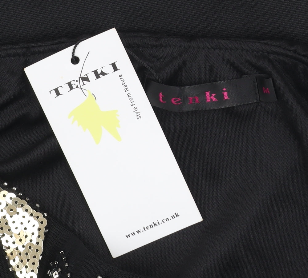 Tenki Women's Black Beaded Sequin Party Pencil Skirt Size M