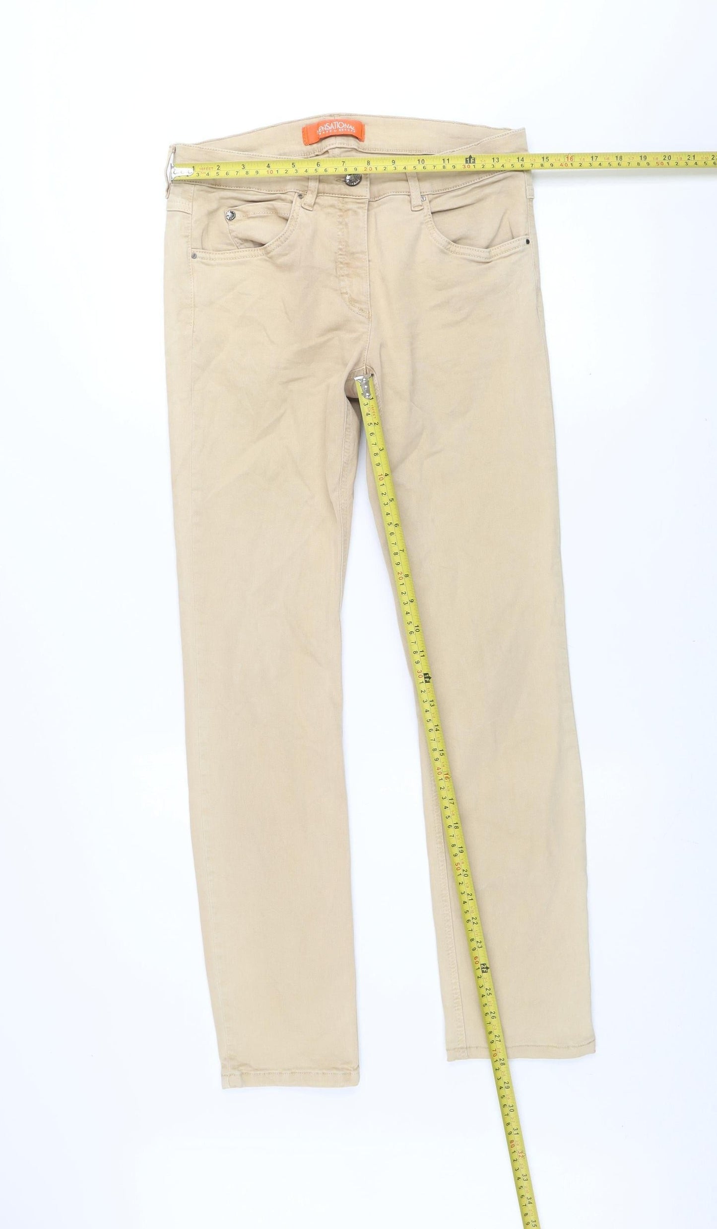 Zerres Sensational Women's Beige Straight Stretch Jeans Size 8