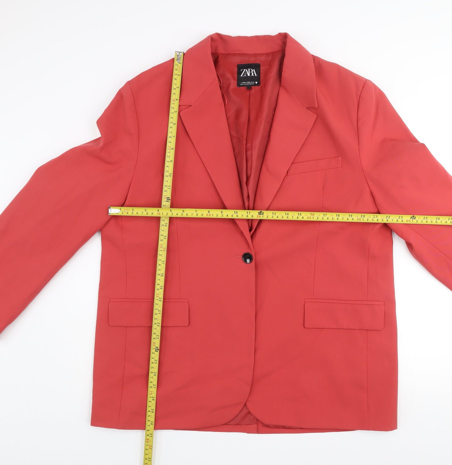 Zara Men's Red 2XL Classic Blazer Jacket Smart Twill Polyester